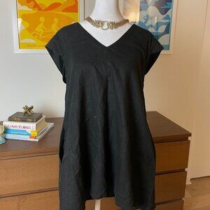 GILLIA Black Linen Mini Dress with pockets!